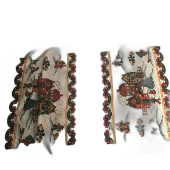 Christmas Hand Towel Houses With Trees, Holly, etc. - 24" x 13" - Picture 1 of 5